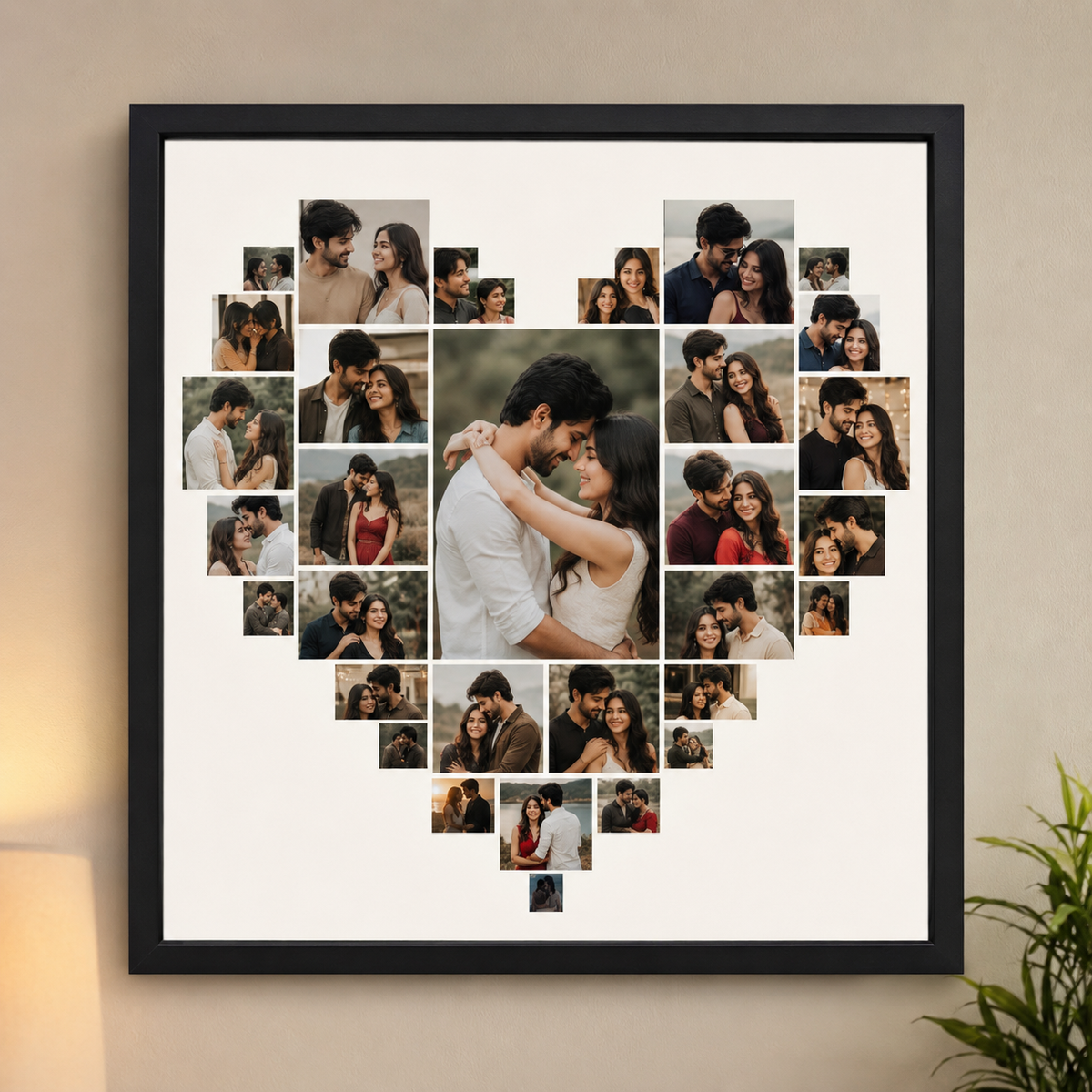 Personalized Heart Collage photo frame for couple