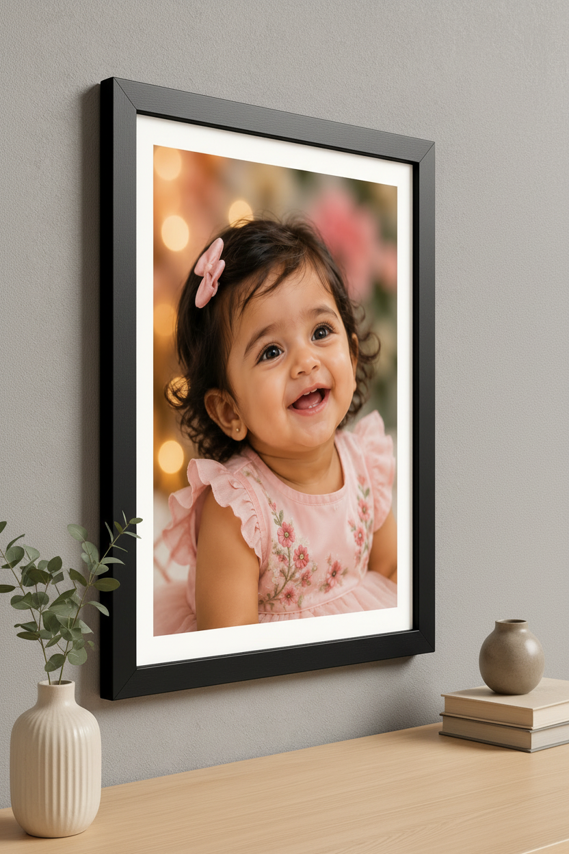 Personalized photo frame with photo