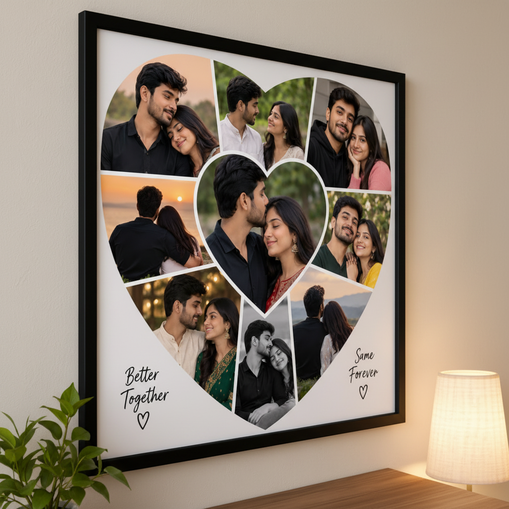 Personalized Heart Shape Couple Photo Frame with Photo and text